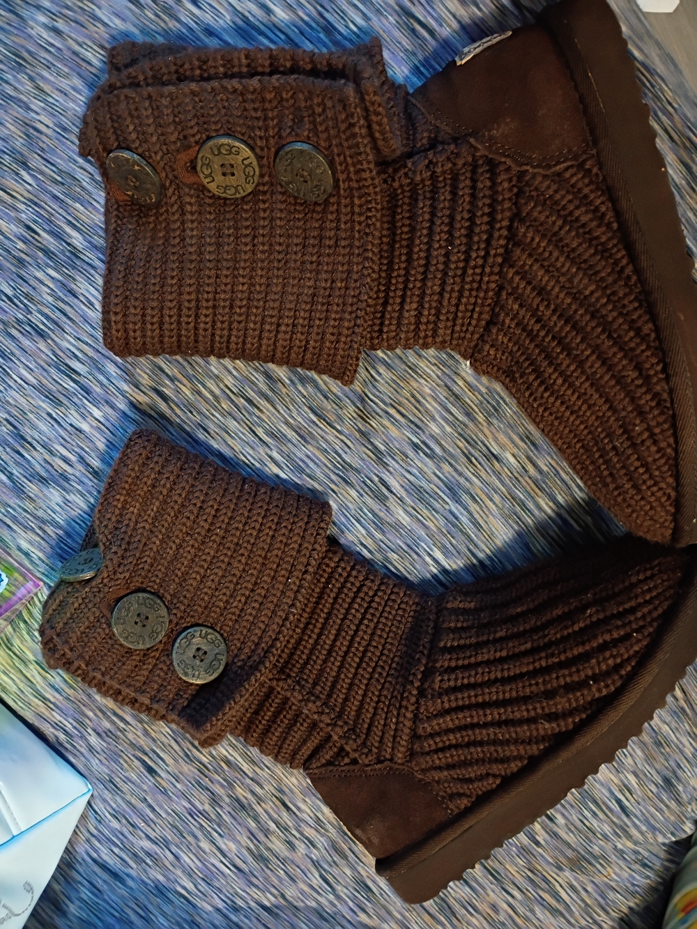 UGG  Brown Knit Button Boot Sweater